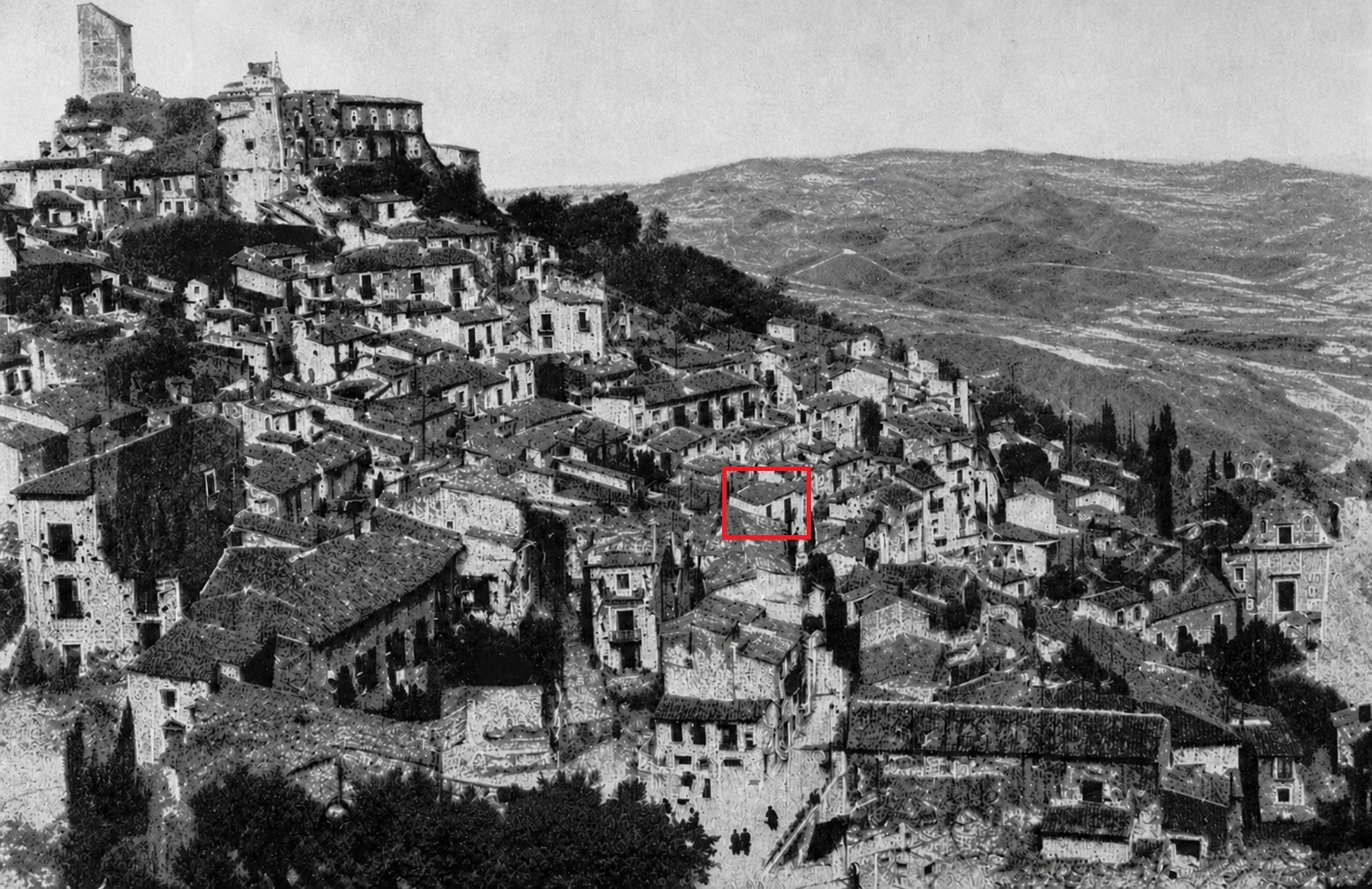 Historic Cammarata photograph with the house marked